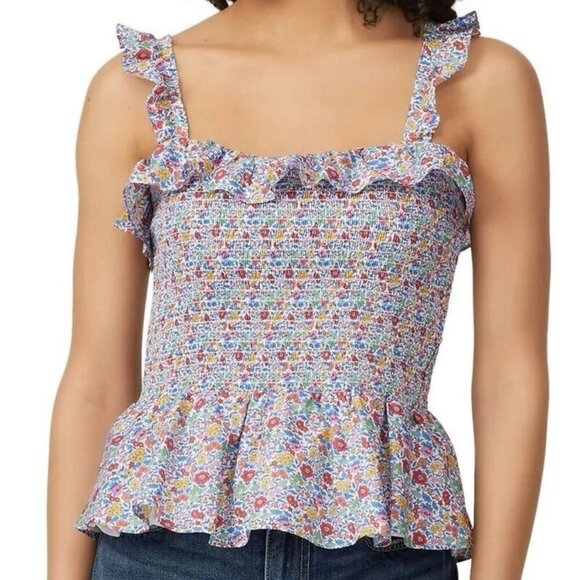 J. Crew Richmond Top Floral Liberty Fabric Smocked Peplum Ruffle Strap Size XS - Picture 1 of 8